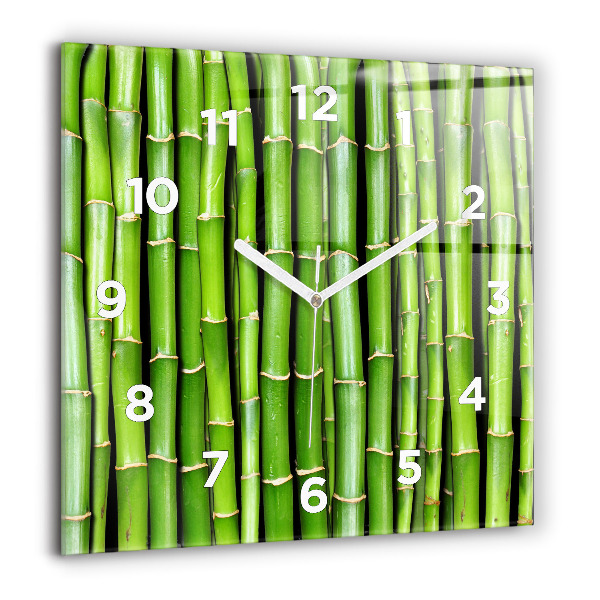 Square glass wall clock Asian Bamboo