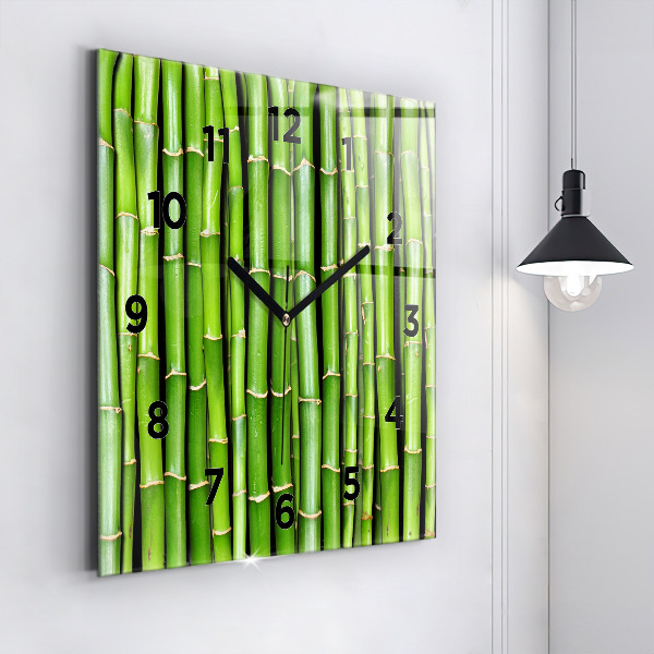 Square glass wall clock Asian Bamboo