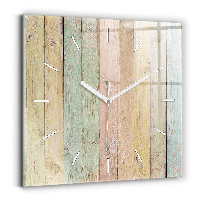 Square glass wall clock Colorful boards