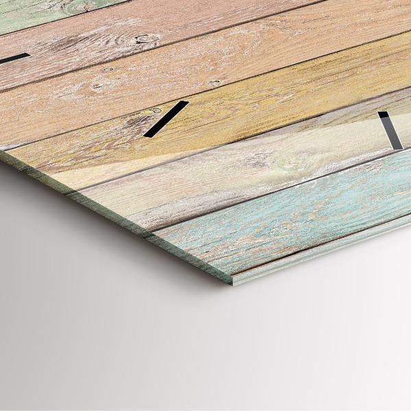 Square glass wall clock Colorful boards