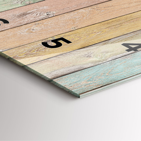 Square glass wall clock Colorful boards