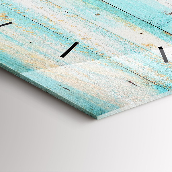 Square glass wall clock Blue boards