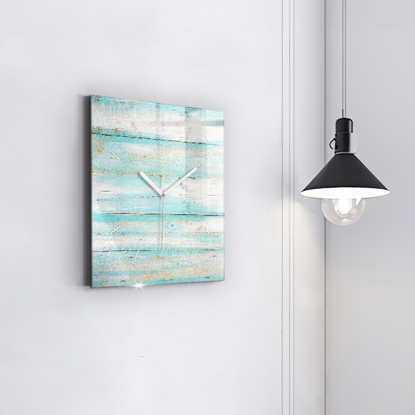Square glass wall clock Blue boards