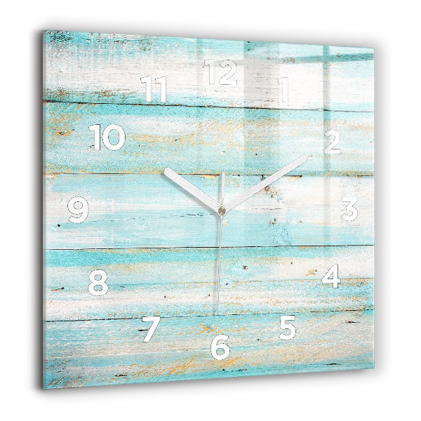 Square glass wall clock Blue boards
