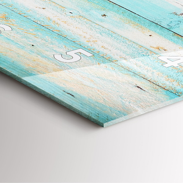 Square glass wall clock Blue boards