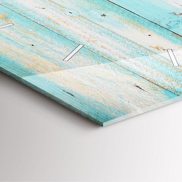 Square glass wall clock Blue boards