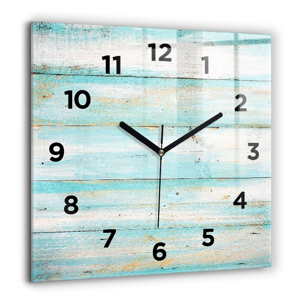 Square glass wall clock Blue boards