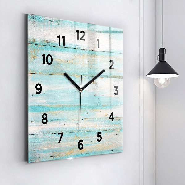 Square glass wall clock Blue boards