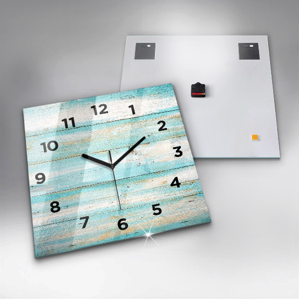 Square glass wall clock Blue boards