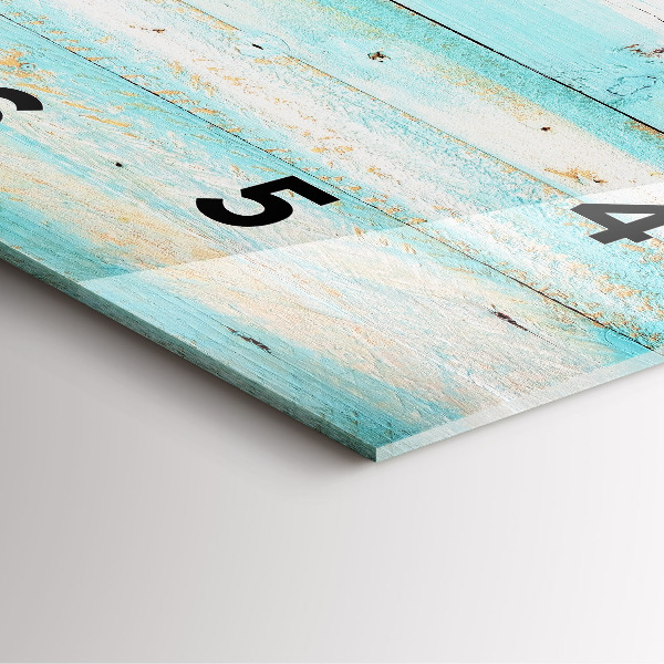 Square glass wall clock Blue boards