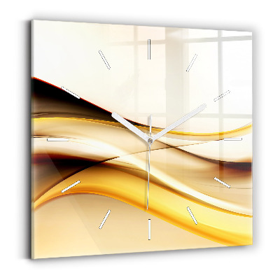 Square glass wall clock Abstract wave