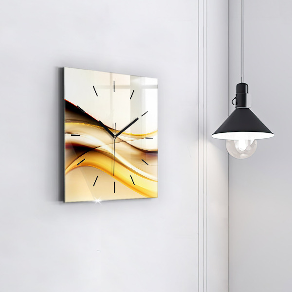 Square glass wall clock Abstract wave