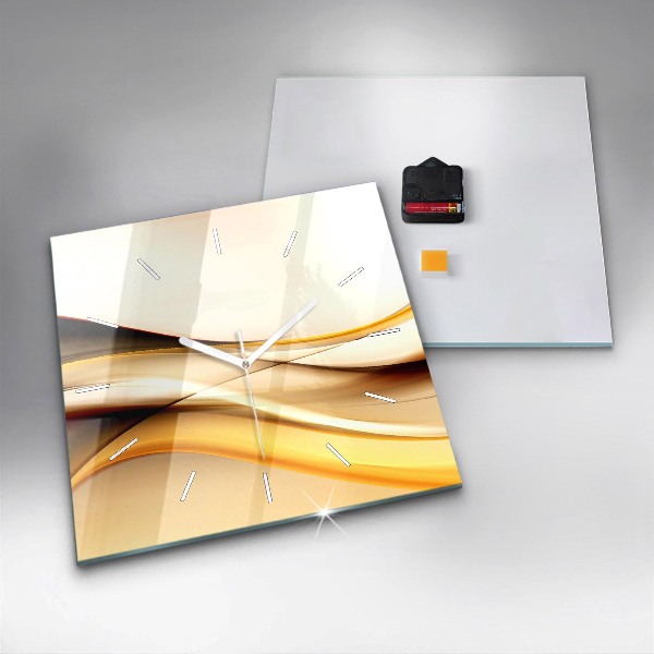 Square glass wall clock Abstract wave