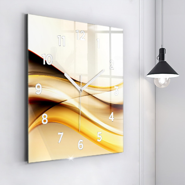 Square glass wall clock Abstract wave
