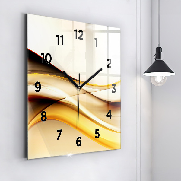 Square glass wall clock Abstract wave