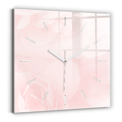 Square glass wall clock Blooming roses