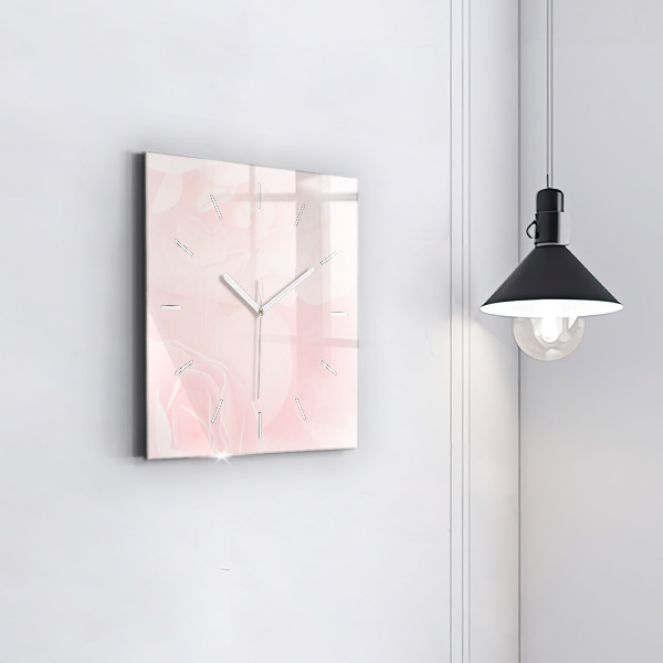 Square glass wall clock Blooming roses