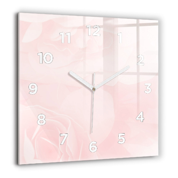 Square glass wall clock Blooming roses