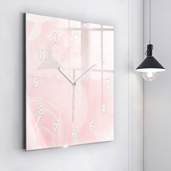 Square glass wall clock Blooming roses