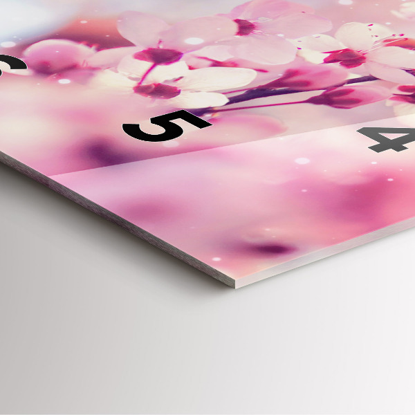 Square glass wall clock Spring flowers