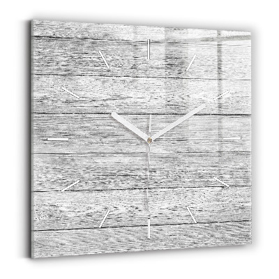 Square glass wall clock Wooden panels