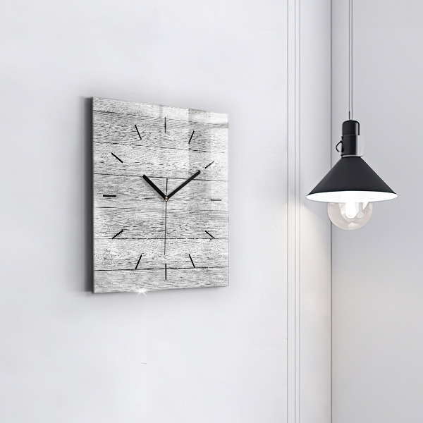 Square glass wall clock Wooden panels
