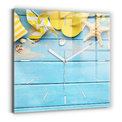 Square glass wall clock Beach accessories and boards