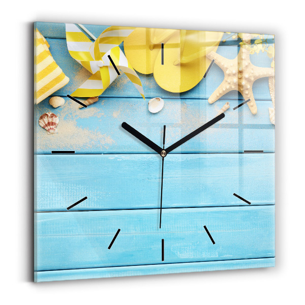 Square glass wall clock Beach accessories and boards