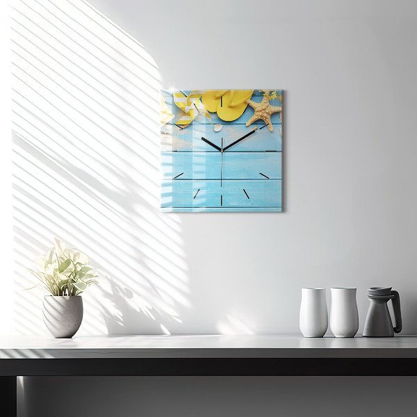 Square glass wall clock Beach accessories and boards