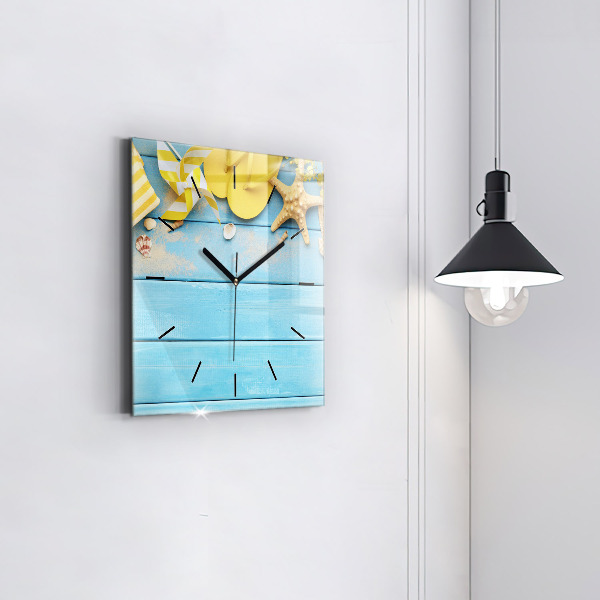 Square glass wall clock Beach accessories and boards