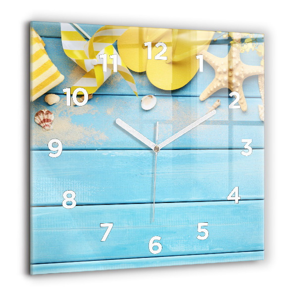 Square glass wall clock Beach accessories and boards