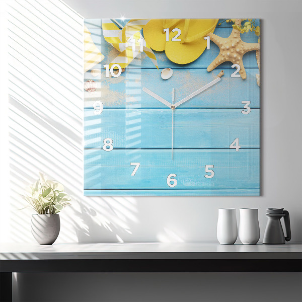 Square glass wall clock Beach accessories and boards