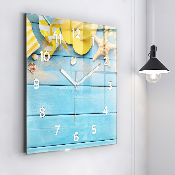 Square glass wall clock Beach accessories and boards