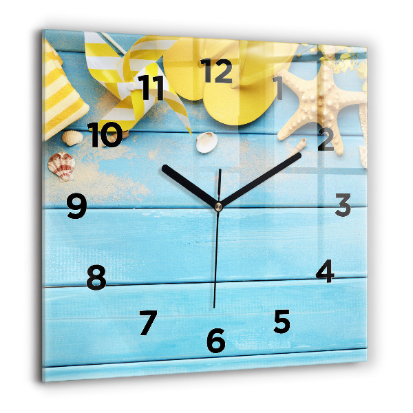 Square glass wall clock Beach accessories and boards