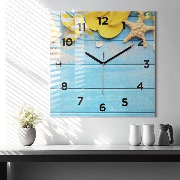 Square glass wall clock Beach accessories and boards