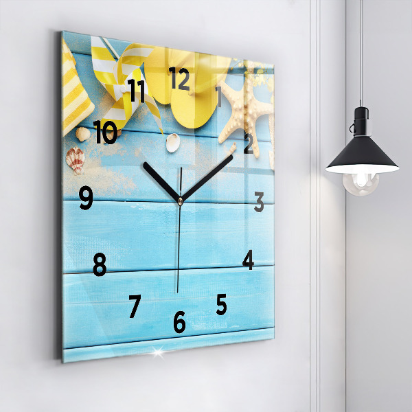 Square glass wall clock Beach accessories and boards