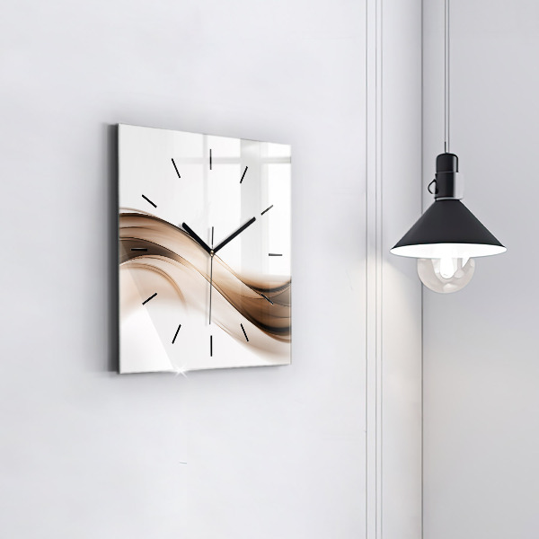Square glass wall clock Abstraction line