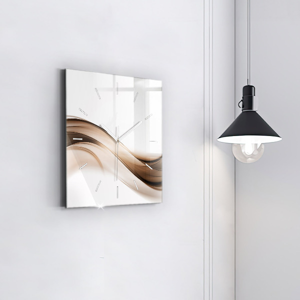 Square glass wall clock Abstraction line