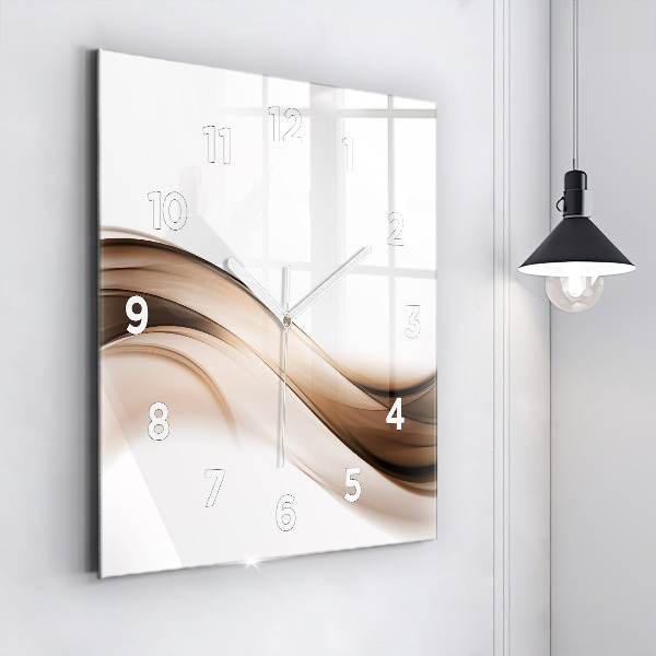 Square glass wall clock Abstraction line