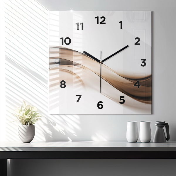 Square glass wall clock Abstraction line