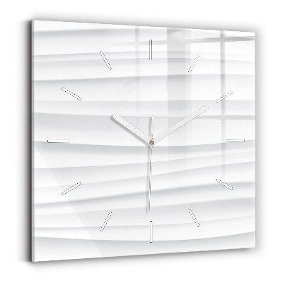 Square glass wall clock Waves texture