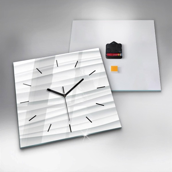 Square glass wall clock Waves texture