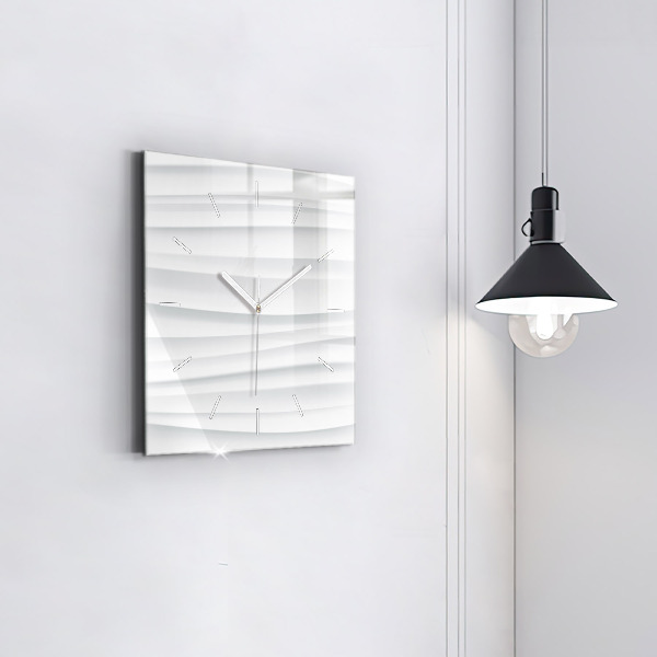 Square glass wall clock Waves texture