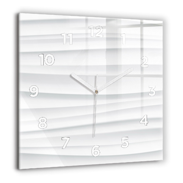 Square glass wall clock Waves texture