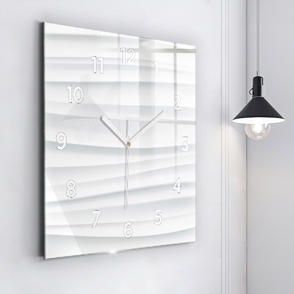 Square glass wall clock Waves texture
