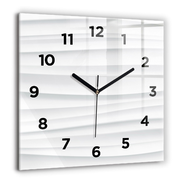 Square glass wall clock Waves texture