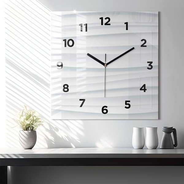 Square glass wall clock Waves texture
