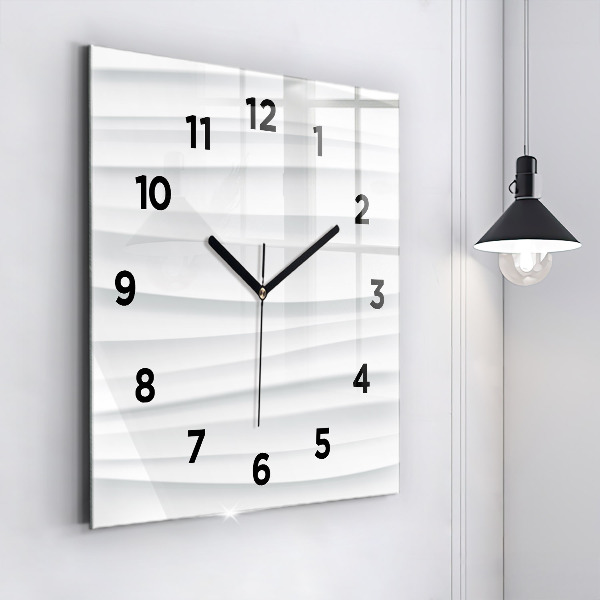 Square glass wall clock Waves texture