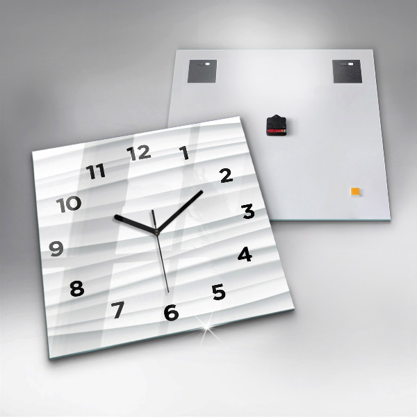 Square glass wall clock Waves texture