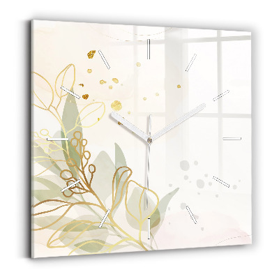 Square glass wall clock Pastel abstraction